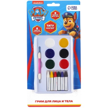 Makeup for the face and body, pencils 6 colors, sparkles, applicator, tattoo "team", puppy patrol-1