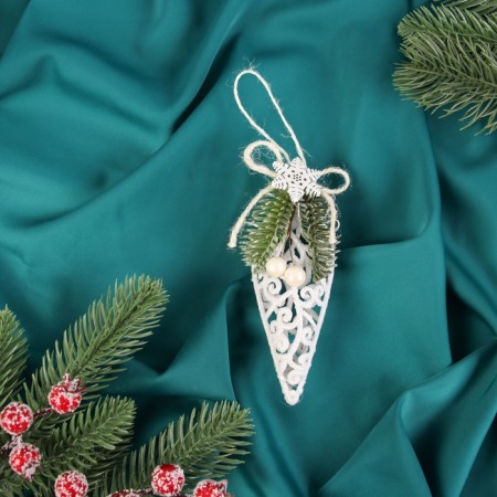 Decoration Christmas tree "drop glitter of the pearl" 12x4.5 cm, white