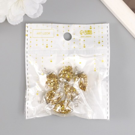 Suspension decorative for creativity glass "drop" with sparkles 1.9x1.4 cm set 6 pcs-3