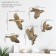 Wall decoration, plaster panel "birds" 5 pcs, bronze