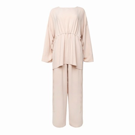 Women's costume (tunic, trousers) minku: casual collection beige color, size 52-5
