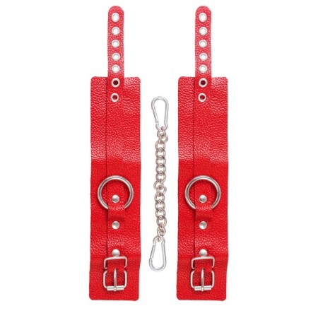 Shackles of Pecado BDSM, soft with eyelets, genuine leather, red-4