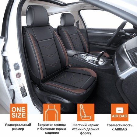 Frokes on the seat, universal Senator Instyle, Eco -leather, 2pcs, brown-1