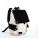 A backpack with a zipper, 5 outer pockets, beige color/black