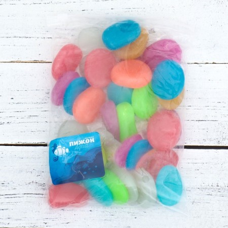Decorative stones for the aquarium, luminous, 45 mm, 500 g, mix-3