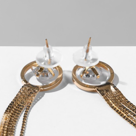 Hanging earrings with Hollywood rhinestones with threads, white color in gold, 19.5 cm-2