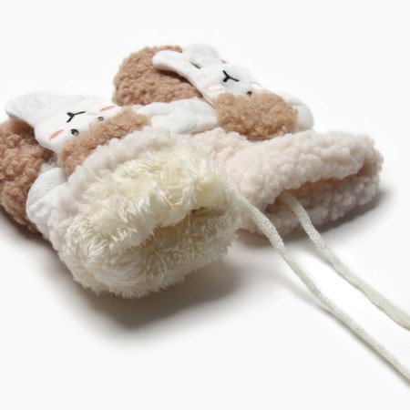 Mittens teenage minku lamb two -tone 24 cm color brown color-5