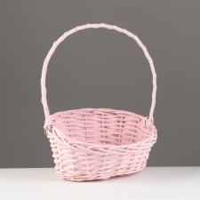 Wicker basket, 26x21x8x13x32 cm, pink, willow