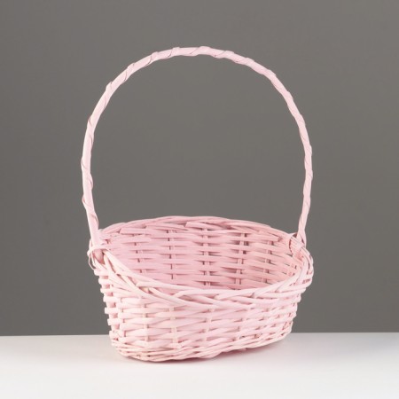 Wicker basket, 26x21x8x13x32 cm, pink, willow