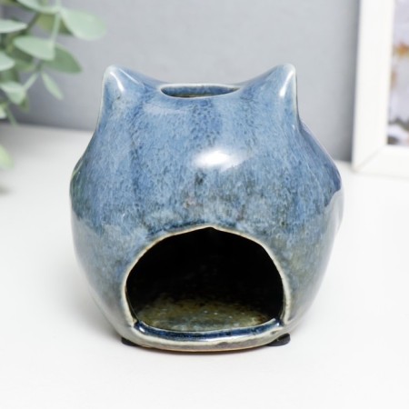 Ceramics candlestick for 1 candle "Blue Eliginum" mix 10x10x10 cm-3