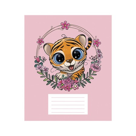 Notebook of 12 sheets in the cage "Tigerok", cover shaking cardboard, VD-LK, OFSET BOLK, MIX-3