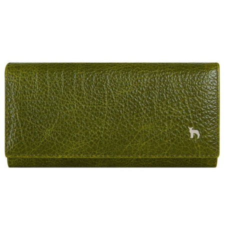 Wallet on the button, Dep. For bills/maps (6)/coins, swamp color 18x9x2.5cm