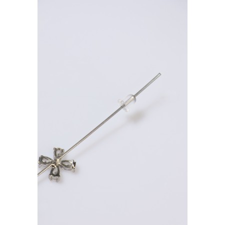 Earring "Kaff" Pin, a four -leaflet, white color in silver-5