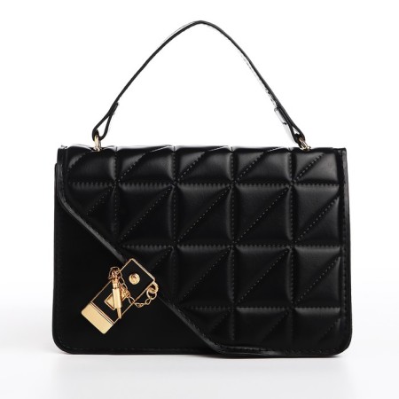 Women's bag on a valve, a lightning department, 22x14 x 7 cm, black color-2