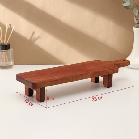 Defense board for feeding and serving with a handle, on legs, 38 × 10 × 6 cm, birch-1