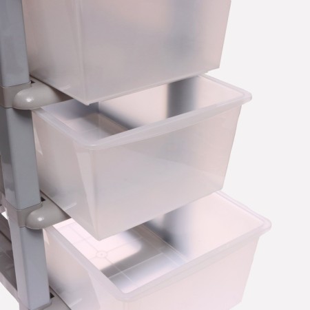 The chest of drawers is 3-section, transparent boxes, color gray color-3