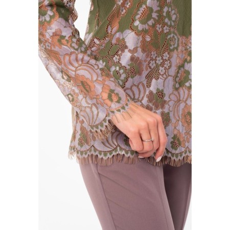 Female blouse, size 42, beige color, green-5