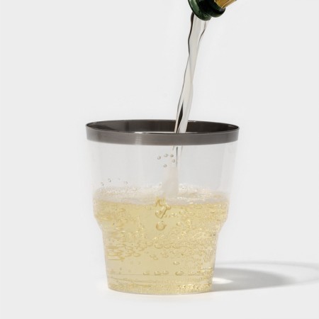 A glass of plastic disposable "Crystal", 200 ml, with metallized bacons, transparent color, 6 pcs/units
