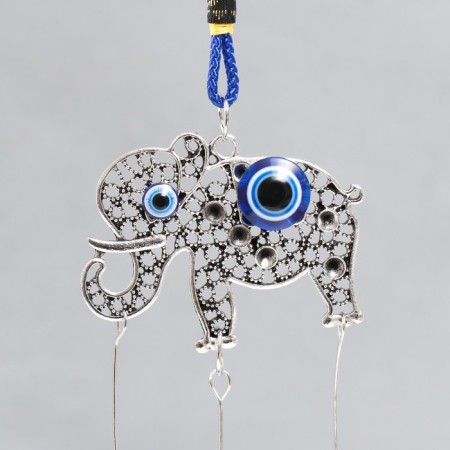 Wind Music Metal "Elephant" from the evil eye with a brush 2 bells 24 cm-1
