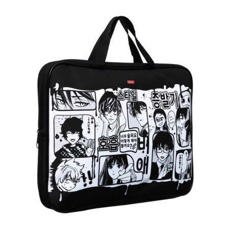 Folder with handles Textile A4, 350 x 260 x 40 mm, Hatber "comic book anime" Black/white NSN_60262-1