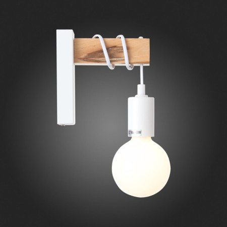 Wall lamp EVOLUCE. SL1142.501.01. Bagetti. 1x60 W, E27, 6.5x16 cm, white color, light wood-11