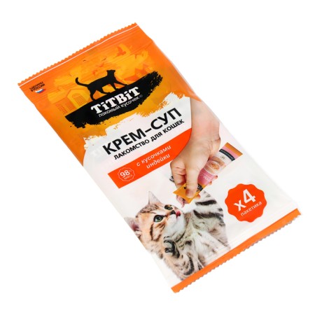 Cream-SUP TITBIT Cream for cats with pieces of turkey, 10 g x 4 pcs.-1