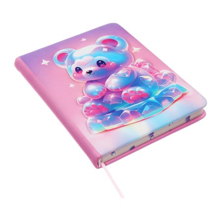 Notebook Gift Book 96l, line, color cut, PVC cover 3D Bear (17.7x12.4cm)-3