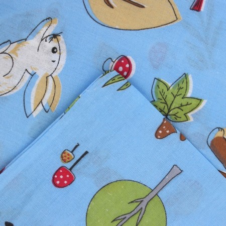 KPB Forest Friends Blue 110x150cm, 90x150cm, 40x60cm, Calm 120g/m, HL100%-1