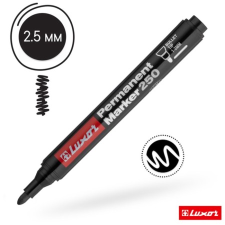 Permanent marker Luxor 250, 1-2 mm, bullet, black-2