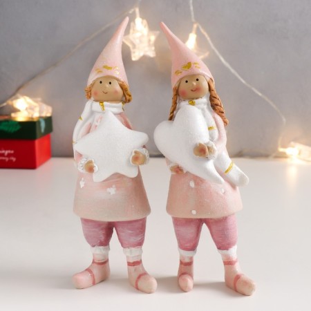 Polystone souvenir "Baby in pink, in cap, with heart/star" 18x5x3.5 cm