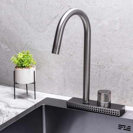 Kitchen mixer "RMS" SUS130PVD-017F, 35 mm cartridge, stainless steel, graphite-1