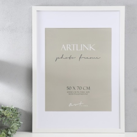 Photo frame MDF "Ellis" 50x70 cm, with a paspartu, white (plastic screen)