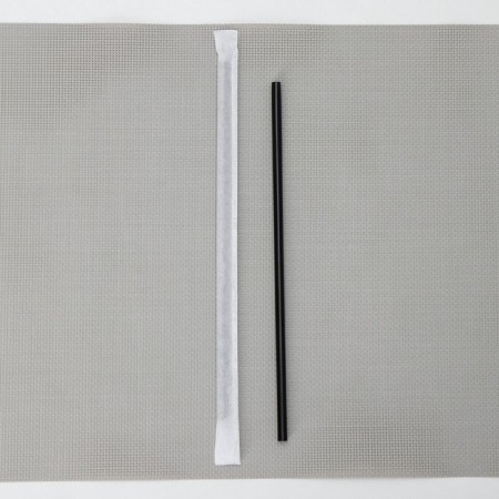 Disposable tubes for drinks, in individual packaging, straight, 24 cm, d = 8 mm, black color-1