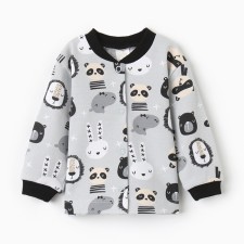 Children's blouse with long sleeve, gray/animals, height 62 cm