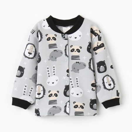 Children's blouse with long sleeve, gray/animals, height 62 cm