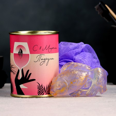 Set in a canvas jar "since March 8, a girlfriend" Soap + washcloth