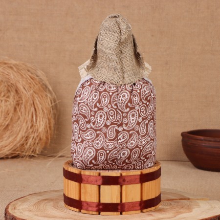 Brown Domovka "Athanasius with a bill", on a barrel, 28x15x12 cm-2