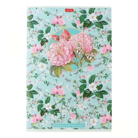 A4 notebook, 96 sheets in a cage, Floral Collection, cover Cover Cardboard, matte lamination, 3D foil, OFSET 65G/m2, MIX-2
