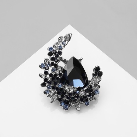 Brooch "Empress" crescent, white-blue color in silver