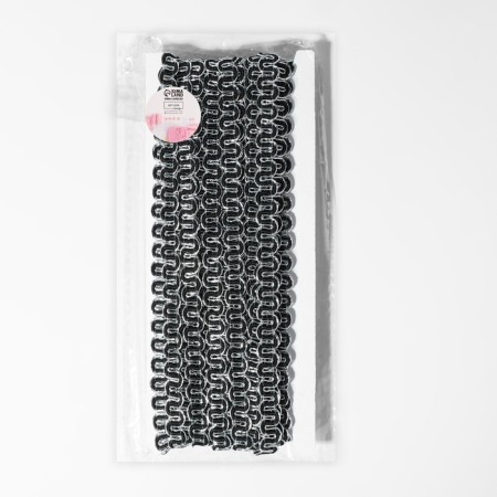 Decorative braid “Wave”, 10 mm, 10 ± 1 m, silver/black color-2