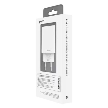 Network charger PERO TC02, 2 USB, 2.1 A, Lightning cable, white-4