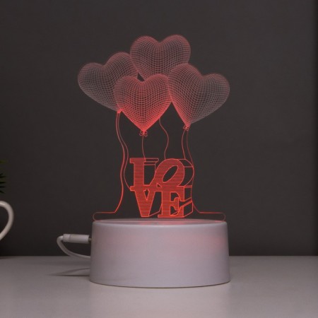 Sensor lamp "Four hearts" LED 7 USB colors/from BAT. White Risalux-3