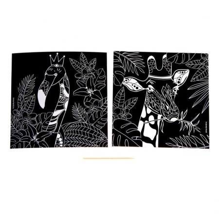 Set of engravings "Mysterious nature", 2 pcs, 19x19 cm, with a metallic effect "Gold"-1