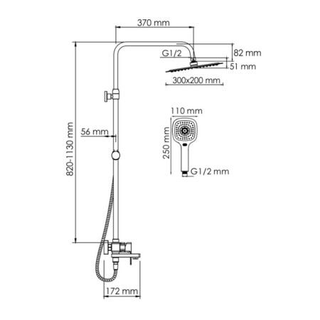 Soul system Wasserkraft a177.069.065.010.ch, tropical shower, shower, chrome-2