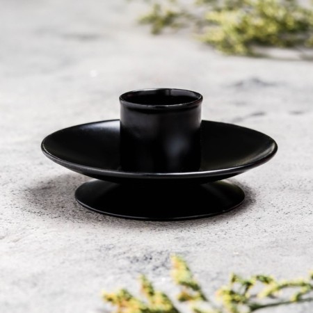 Lotus 2N candlestick Metal per 1 candle, 7.5x2.5 cm, black-1