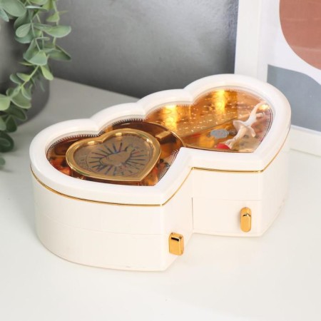 Musical mechanical musical "White Hearts" 12.5x21.5x7.5 cm