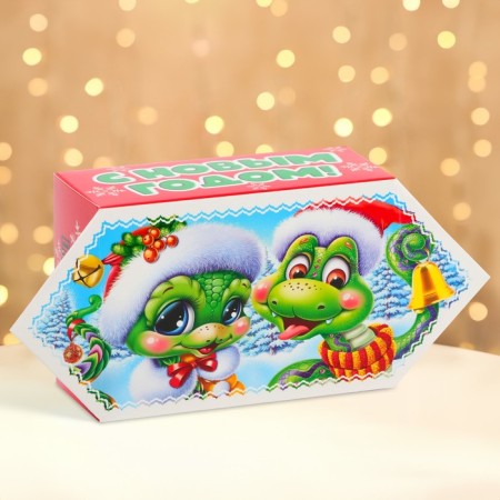 New Year. The gift box New Year's candy is small "Sweet couple" with a game, animation 9.5*8*12cm.