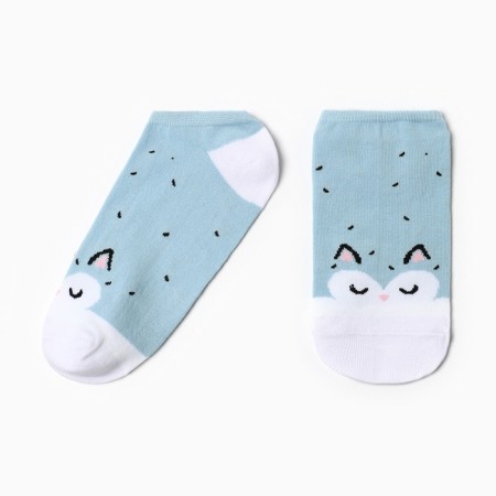 Women's socks shortened "owl", white/blue color, rr 23-25
