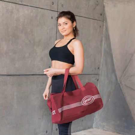 Sports bag, lightning department, long belt, burgundy color-6