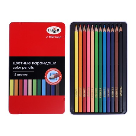 Pencils 12 colors, "gamma", sharpened